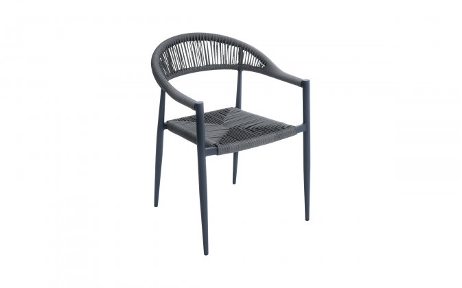 Krzesło MILANO ogrodowe grafitowe aluminiowe z plecionką grafitową sztaplowane