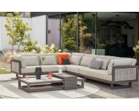 Santorini Rope AppleBee narożnik ogrodowy aluminiowy 318×240 cm z poduszkami BEE WETT® i stolikiem ceramicznym