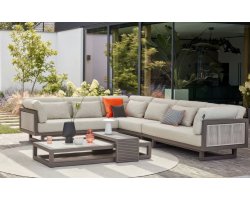 Santorini Rope AppleBee narożnik ogrodowy aluminiowy 318×240 cm z poduszkami BEE WETT® i stolikiem ceramicznym