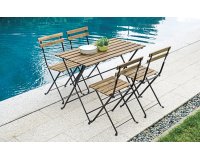 BISTRÒ zestaw ogrodowy ze stali i akacji FSC 100×55 dla 4 osób antracytowy