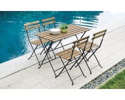 BISTRÒ zestaw ogrodowy ze stali i akacji FSC 100×55 dla 4 osób antracytowy