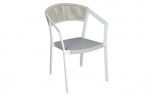 2x Krzesło do ogródków kawiarnianych CAGLIARI ogrodowe aluminiowe białe / plecionka piaskowa 2x Krzesło do ogródków kawiarnianych CAGLIARI ogrodowe aluminiowe białe / plecionka piaskowa