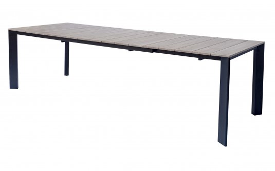 ARENZANO stół ogrodowy aluminiowy 211–276×100 blat efekt drewna nogi antracyt