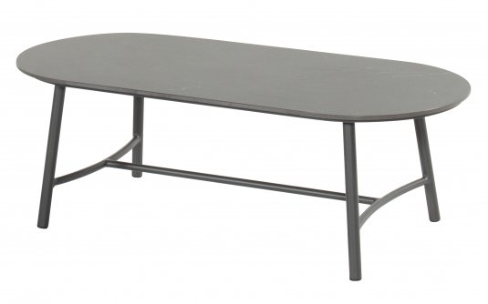 Stół ogrodowy niski FLORA Hartman owalny 130×60×42 cm, aluminium i blar ceramiczny / kolor antracyt
