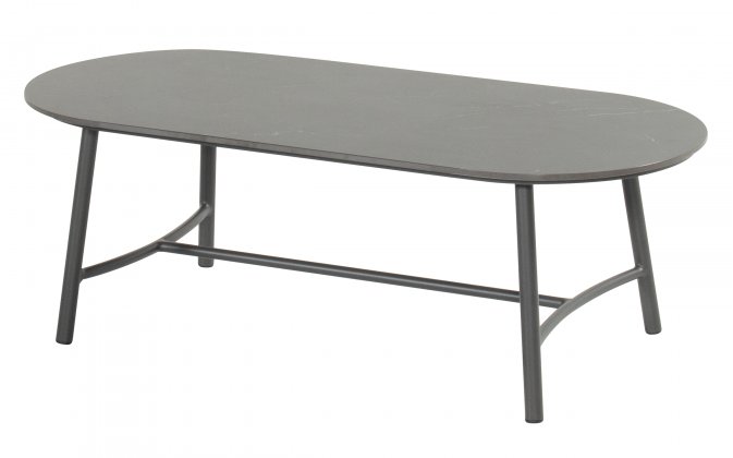 Stół ogrodowy niski FLORA Hartman owalny 130×60×42 cm, aluminium i blar ceramiczny / kolor antracyt