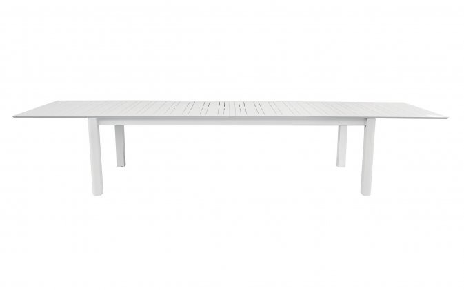 SANTORINI stół ogrodowy aluminiowy rozkładany 265–398×110 biały