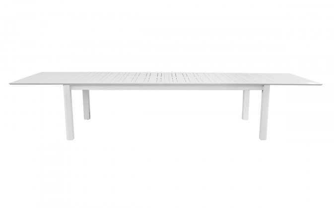 SANTORINI stół ogrodowy aluminiowy rozkładany 265–398×110 biały