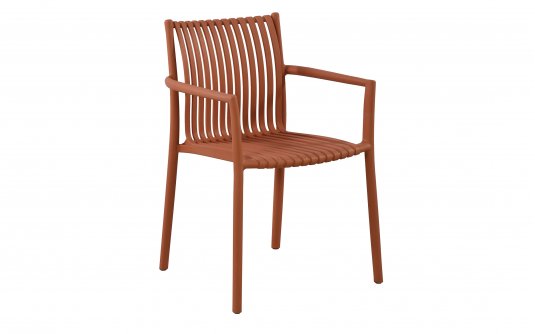 Krzesło SIENA ogrodowe z podłokietnikami z polipropylenu  kolor ceglany czerwony horeca