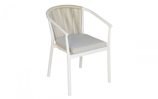 Krzesło VERONA ogrodowe aluminiowe z liną polipropylenową białe