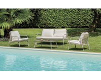 CRETA zestaw wypoczynkowy ogrodowy aluminium lina poduszki wododoporne