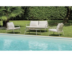 CRETA zestaw wypoczynkowy ogrodowy aluminium lina poduszki wododoporne