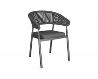 Grafitowe krzesło PERUGIA ogrodowe aluminiowe z liną i poduszką