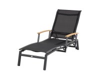Leżak ogrodowy ALICE aluminium teak długość 200 cm z kółkami antracyt