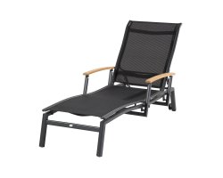 Leżak ogrodowy ALICE aluminium teak długość 200 cm z kółkami antracyt