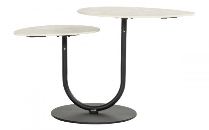 Zestaw stolików ogrodowych ROTA DUO aluminium ceramika 60×40×50 cm czarny