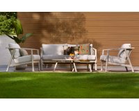 Zestaw ogrodowy RANA aluminium poduszki stoliki sofa 200 cm beżowy