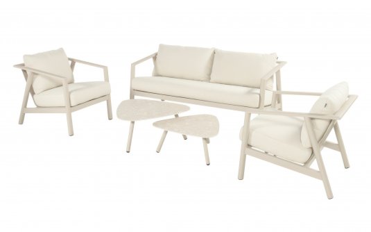 Zestaw ogrodowy RANA aluminium poduszki stoliki sofa 200 cm beżowy