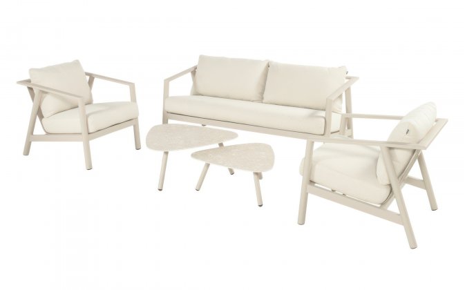 Zestaw ogrodowy RANA aluminium poduszki stoliki sofa 200 cm beżowy