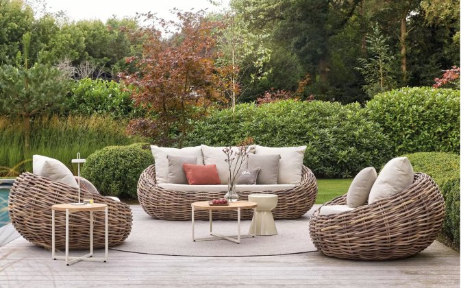 COCOON BOUCLÉ zestaw ogrodowy z technorattanu z poduszkami BEE WETT® boucle