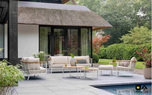 CONDOR zestaw ogrodowy AppleBee z aluminium i poduszkami BEE WETT® jasnobeżowy