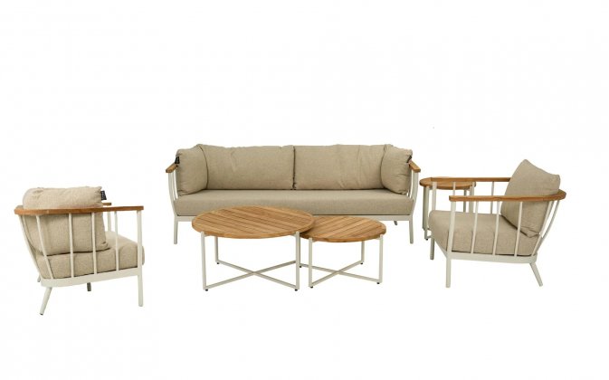 CONDOR zestaw ogrodowy AppleBee z aluminium i poduszkami BEE WETT® jasnobeżowy