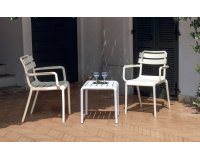 Biały stolik TAVOLINO ogrodowy z polipropylenu z włóknem szklanym – horeca