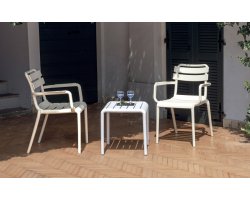 Biały stolik TAVOLINO ogrodowy z polipropylenu z włóknem szklanym – horeca