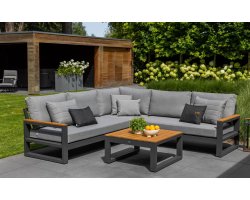 Narożnik ogrodowy aluminiowy SOHO Life antracyt jasnoszare poduszki Mist Grey