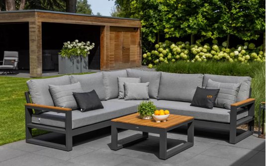 Narożnik ogrodowy aluminiowy SOHO Life antracyt jasnoszare poduszki Mist Grey