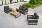 meble ogrodowe SOHO - aluminiowy komplet wypoczynkowy antracyt teak 