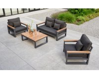 meble ogrodowe SOHO - aluminiowy komplet wypoczynkowy antracyt teak 