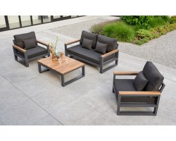 meble ogrodowe SOHO - aluminiowy komplet wypoczynkowy antracyt teak 