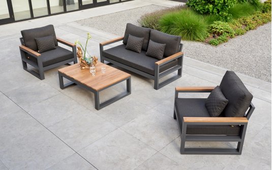 meble ogrodowe SOHO - aluminiowy komplet wypoczynkowy antracyt teak meble ogrodowe SOHO - aluminiowy komplet wypoczynkowy antracyt teak