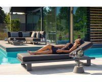 Ekskluzywny leżak aluminiowy z gruba poduszką FITZ grafitowy