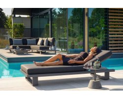 Ekskluzywny leżak aluminiowy z gruba poduszką FITZ grafitowy