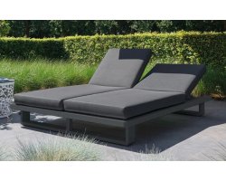 Łóżko ogrodowe aluminiowe ciemnoszare FITZ z regulowanym oparciem