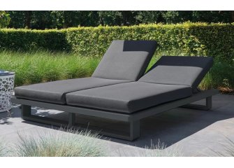 Łóżko ogrodowe aluminiowe ciemnoszare FITZ z regulowanym oparciem