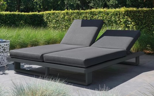 Łóżko ogrodowe aluminiowe ciemnoszare FITZ z regulowanym oparciem