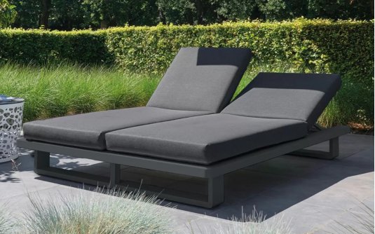 Łóżko ogrodowe aluminiowe ciemnoszare FITZ z regulowanym oparciem