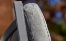 Fotel relaksacyjny ogrodowy aluminiowy BONDI - ciemnoszary kolor i pochylane oparcie poduszka szara Soltex