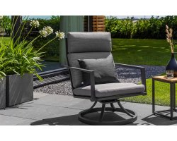 Obrotowy fotel ogrodowy aluminiowy na taras MAROON - kolor ciemnoszary poduszka SZARA Soltex 