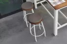 Nowoczesny stół batowy aluminiowy biały CONCEPT 150x90 z blatem robust teak 