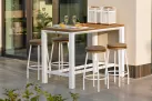 Nowoczesny stół batowy aluminiowy biały CONCEPT 150x90 z blatem robust teak 