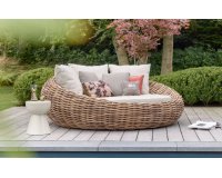 COCOON DAYBED łóżko ogrodowe z technorattanu z poduszkami BEE WETT® Boucle beżowy