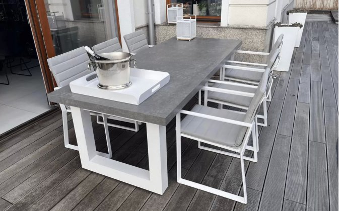 Zestaw stołowy na taras biuały aluminiowy STELVIO Life krzesła PRIMAVERA