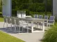 Meble ogrodowe aluminiowe stołowe STELVIO 300 - nogi białe - blat ceramiczny i fotele białe PRIMAVERA