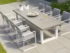 Komplet stołowy na taras biały stół ceramiczny 240 cm STELVIO i fotele PRIMAVERA 
