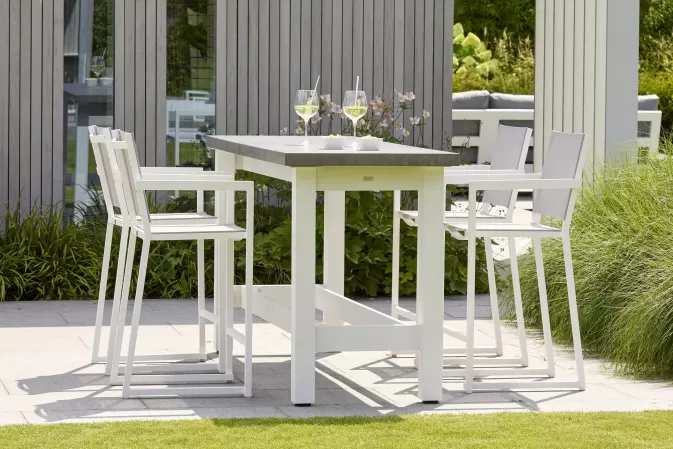 Stół barowy aluminiowy ogrodowy STELVIO Biały