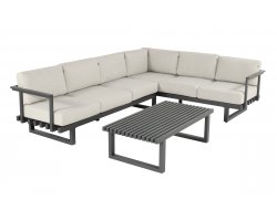 Narożnik na taras aluminiowy grafitowy CALABRIA Hartman poduszki szarobeżowe