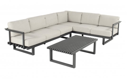 Narożnik na taras aluminiowy grafitowy CALABRIA Hartman poduszki szarobeżowe Narożnik na taras aluminiowy grafitowy CALABRIA Hartman poduszki szarobeżowe